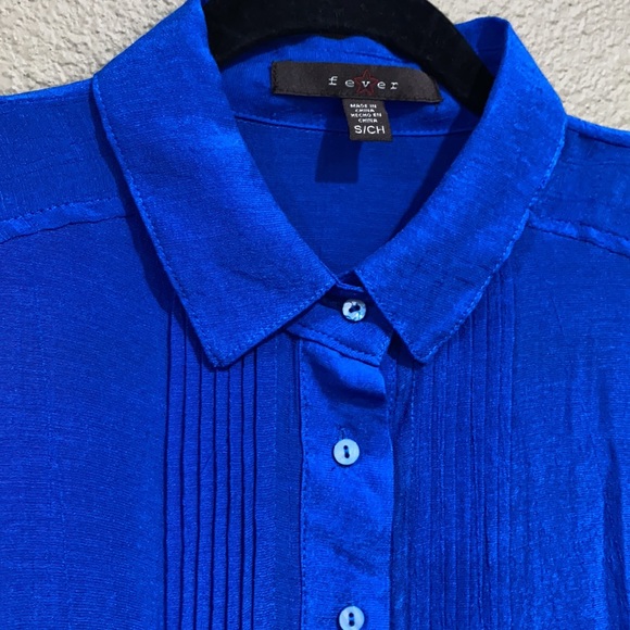 FEVER Blue sleeveless womens Tank blouse top button up with cami size small - Picture 2 of 7